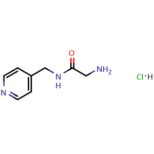 Chemical structure of 2-amino-N-[(pyridin-4-yl)methyl]acetamide hydrochloride , CAS 1220018-62-1, AChemBlock S82256
