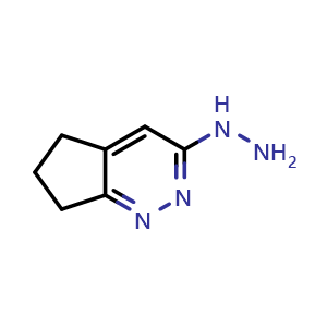 Chemical structure of {5H,6H,7H-cyclopenta[c]pyridazin-3-yl}hydrazine , CAS 122001-83-6, AChemBlock S82257