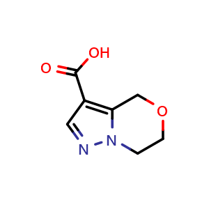 Chemical structure of 4H,6H,7H-pyrazolo[3,2-c][1,4]oxazine-3-carboxylic acid , CAS 1219694-49-1, AChemBlock S82263