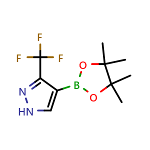 Chemical structure of 4-(tetramethyl-1,3,2-dioxaborolan-2-yl)-3-(trifluoromethyl)-1H-pyrazole , CAS 1218790-40-9, AChemBlock S82283