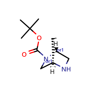 Chemical structure of tert-butyl (1R,4R)-rel-2,5-diazabicyclo[2.2.1]heptane-2-carboxylate , CAS 1217975-73-9, AChemBlock S82301