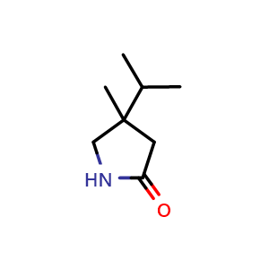 Chemical structure of 4-methyl-4-(propan-2-yl)pyrrolidin-2-one , CAS 1217862-71-9, AChemBlock S82303