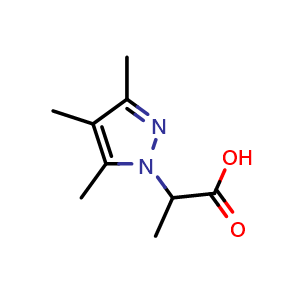 Chemical structure of 2-(3,4,5-trimethyl-1H-pyrazol-1-yl)propanoic acid , CAS 1217862-30-0, AChemBlock S82305
