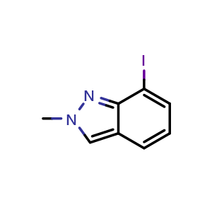 Chemical structure of 7-iodo-2-methyl-2H-indazole , CAS 1216694-71-1, AChemBlock S82330