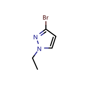Chemical structure of 3-Bromo-1-ethyl-1H-pyrazole , CAS 1216504-91-4, AChemBlock S82332