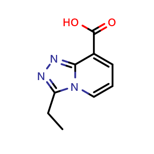 Chemical structure of 3-ethyl-[1,2,4]triazolo[4,3-a]pyridine-8-carboxylic acid , CAS 1216108-18-7, AChemBlock S82336