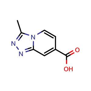 Chemical structure of 3-methyl-[1,2,4]triazolo[4,3-a]pyridine-7-carboxylic acid , CAS 1215780-28-1, AChemBlock S82340