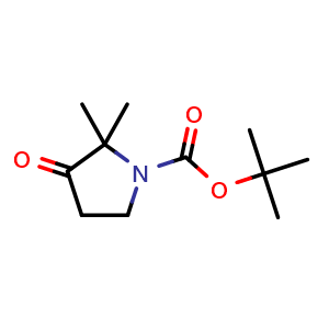 Chemical structure of tert-butyl 2,2-dimethyl-3-oxopyrrolidine-1-carboxylate , CAS 1215295-96-7, AChemBlock S82344