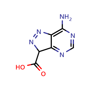 Chemical structure of 7-amino-3H-pyrazolo[4,3-d]pyrimidine-3-carboxylic acid , CAS 1215067-79-0, AChemBlock S82347