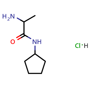 Chemical structure of 2-Amino-N-cyclopentylpropanamide hydrochloride , CAS 1214638-91-1, AChemBlock S82351