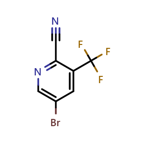 Chemical structure of 5-bromo-3-(trifluoromethyl)pyridine-2-carbonitrile , CAS 1214377-57-7, AChemBlock S82353