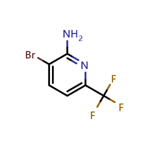 Chemical structure of 3-bromo-6-(trifluoromethyl)pyridin-2-amine , CAS 1214361-39-3, AChemBlock S82354