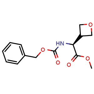 Chemical structure of methyl (2S)-2-(benzyloxycarbonylamino)-2-(oxetan-3-yl)acetate , CAS 1213783-62-0, AChemBlock S82366