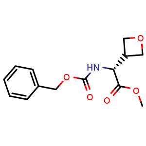 Chemical structure of methyl (2R)-2-(benzyloxycarbonylamino)-2-(oxetan-3-yl)acetate , CAS 1213783-61-9, AChemBlock S82367