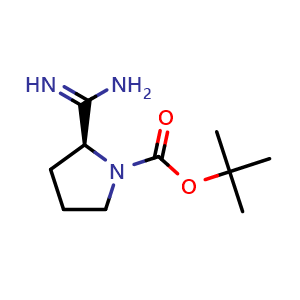 Chemical structure of tert-butyl (2S)-2-carbamimidoylpyrrolidine-1-carboxylate , CAS 1212367-59-3, AChemBlock S82380