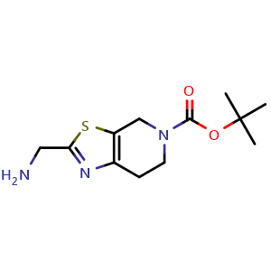 Chemical structure of tert-butyl 2-(aminomethyl)-4H,5H,6H,7H-[1,3]thiazolo[5,4-c]pyridine-5-carboxylate , CAS 1211590-88-3, AChemBlock S82395