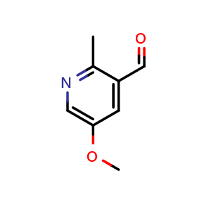 Chemical structure of 5-methoxy-2-methylpyridine-3-carbaldehyde , CAS 1211585-35-1, AChemBlock S82406