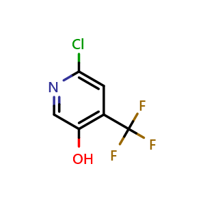 Chemical structure of 6-chloro-4-(trifluoromethyl)pyridin-3-ol , CAS 1211578-60-7, AChemBlock S82414