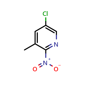 Chemical structure of 5-chloro-3-methyl-2-nitro-pyridine , CAS 1211532-85-2, AChemBlock S82425