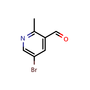 Chemical structure of 5-bromo-2-methylpyridine-3-carbaldehyde , CAS 1211532-24-9, AChemBlock S82428