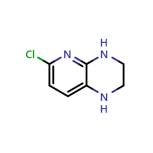 Chemical structure of 6-chloro-1H,2H,3H,4H-pyrido[2,3-b]pyrazine , CAS 1210129-64-8, AChemBlock S82457