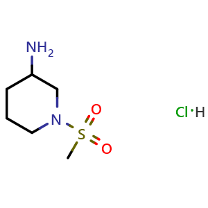 Chemical structure of 1-methanesulfonylpiperidin-3-amine hydrochloride , CAS 1209712-99-1, AChemBlock S82461