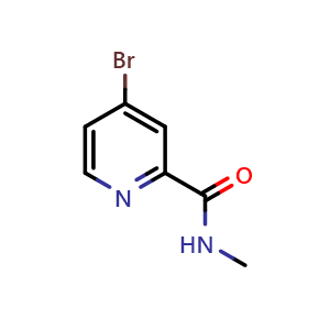 Chemical structure of 4-bromo-N-methylpyridine-2-carboxamide , CAS 1209459-88-0, AChemBlock S82462