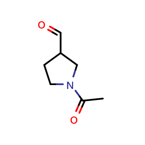 Chemical structure of 1-acetylpyrrolidine-3-carbaldehyde , CAS 1207866-93-0, AChemBlock S82483