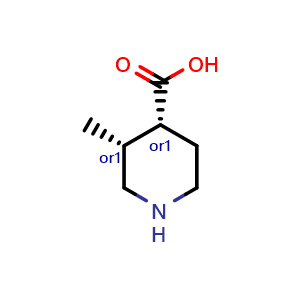 Chemical structure of cis-3-methylpiperidine-4-carboxylic acid , CAS 1207319-62-7, AChemBlock S82493