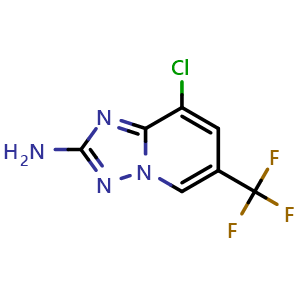 Chemical structure of 8-chloro-6-(trifluoromethyl)-[1,2,4]triazolo[1,5-a]pyridin-2-amine , CAS 1206640-61-0, AChemBlock S82515