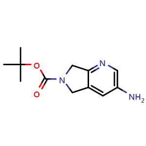 Chemical structure of tert-butyl 3-amino-5H,6H,7H-pyrrolo[3,4-b]pyridine-6-carboxylate , CAS 1206248-54-5, AChemBlock S82520