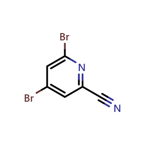 Chemical structure of 4,6-dibromopyridine-2-carbonitrile , CAS 1206247-80-4, AChemBlock S82521