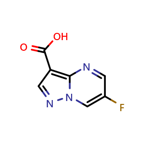 Chemical structure of 6-fluoropyrazolo[1,5-a]pyrimidine-3-carboxylic acid , CAS 1205124-81-7, AChemBlock S82528