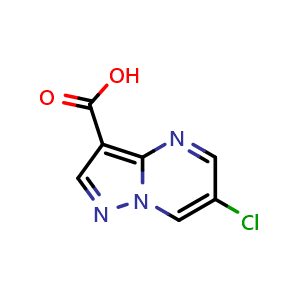 Chemical structure of 6-chloropyrazolo[1,5-a]pyrimidine-3-carboxylic acid , CAS 1204926-24-8, AChemBlock S82530