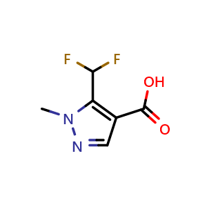 Chemical structure of 5-(difluoromethyl)-1-methyl-1H-pyrazole-4-carboxylic acid , CAS 1204298-65-6, AChemBlock S82534