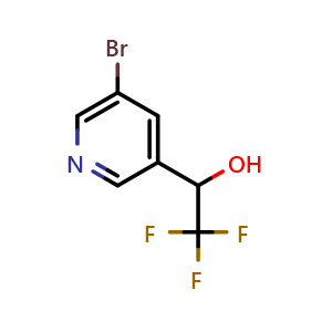Chemical structure of 1-(5-bromo-3-pyridyl)-2,2,2-trifluoro-ethanol , CAS 1204234-60-5, AChemBlock S82539