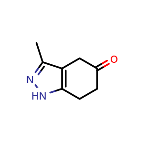 Chemical structure of 3-methyl-1,4,6,7-tetrahydroindazol-5-one , CAS 1204220-90-5, AChemBlock S82540