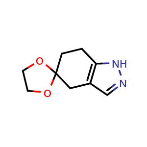 Chemical structure of 1',4',6',7'-tetrahydrospiro[[1,3]dioxolane-2,5'-indazole] , CAS 1204218-41-6, AChemBlock S82541