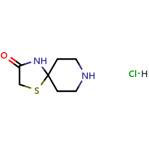 Chemical structure of 1-thia-4,8-diazaspiro[4.5]decan-3-one hydrochloride , CAS 1203898-18-3, AChemBlock S82544