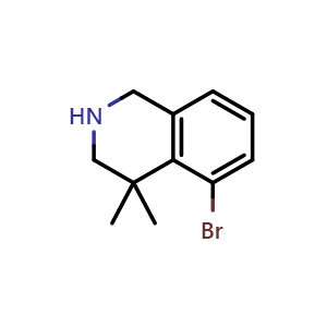 Chemical structure of 5-bromo-4,4-dimethyl-2,3-dihydro-1H-isoquinoline , CAS 1203684-57-4, AChemBlock S82547