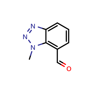 Chemical structure of 1-methyl-1H-1,2,3-benzotriazole-7-carbaldehyde , CAS 120321-75-7, AChemBlock S82551
