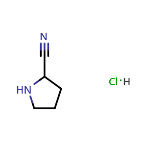 Chemical structure of pyrrolidine-2-carbonitrile hydrochloride , CAS 1199773-80-2, AChemBlock S82576