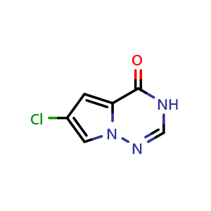 Chemical structure of 6-chloro-3H,4H-pyrrolo[2,1-f][1,2,4]triazin-4-one , CAS 1198475-34-1, AChemBlock S82581