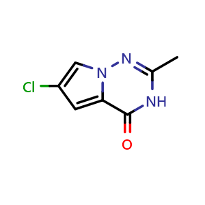 Chemical structure of 6-chloro-2-methyl-3H,4H-pyrrolo[2,1-f][1,2,4]triazin-4-one , CAS 1198475-30-7, AChemBlock S82582