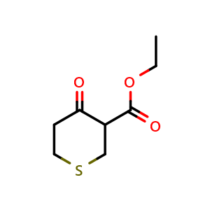 Chemical structure of ethyl 4-oxotetrahydrothiopyran-3-carboxylate , CAS 1198-44-3, AChemBlock S82583