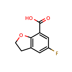 Chemical structure of 5-fluoro-2,3-dihydro-1-benzofuran-7-carboxylic acid , CAS 1197231-40-5, AChemBlock S82596