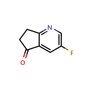 Chemical structure of 3-fluoro-6,7-dihydrocyclopenta[b]pyridin-5-one , CAS 1196156-82-7, AChemBlock S82603