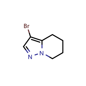 Chemical structure of 3-bromo-4H,5H,6H,7H-pyrazolo[1,5-a]pyridine , CAS 1196155-47-1, AChemBlock S82610