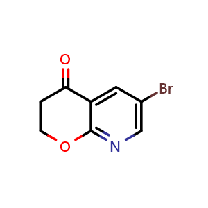Chemical structure of 6-bromo-2,3-dihydropyrano[2,3-b]pyridin-4-one , CAS 1196155-15-3, AChemBlock S82611