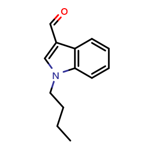 Chemical structure of 1-butyl-1H-indole-3-carbaldehyde , CAS 119491-09-7, AChemBlock S82634